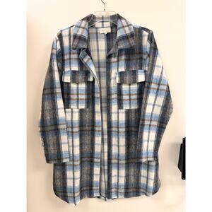 Nordstrom Melloday Long plaid Utility Shirt Jacket Shacket Size M